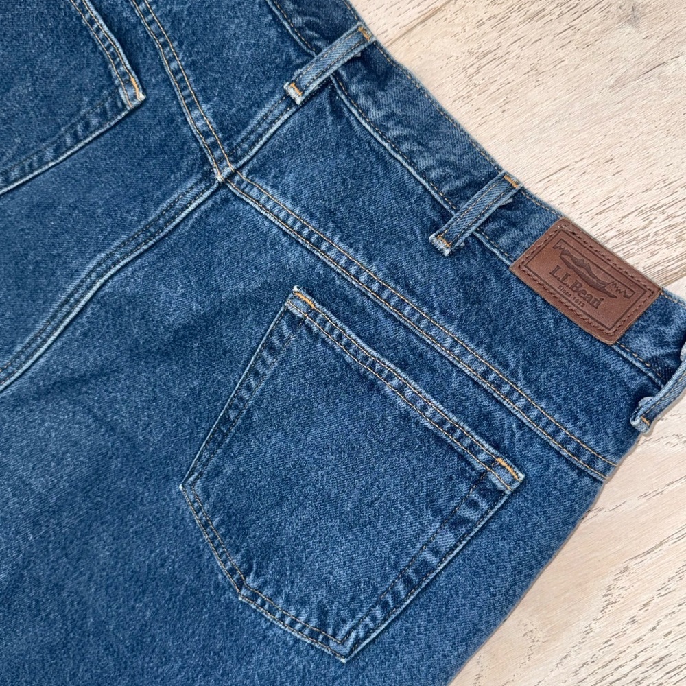 Vintage LL Bean flannel plaid lined high rise mom jeans dark wash insulated 22W - Picture 5 of 9